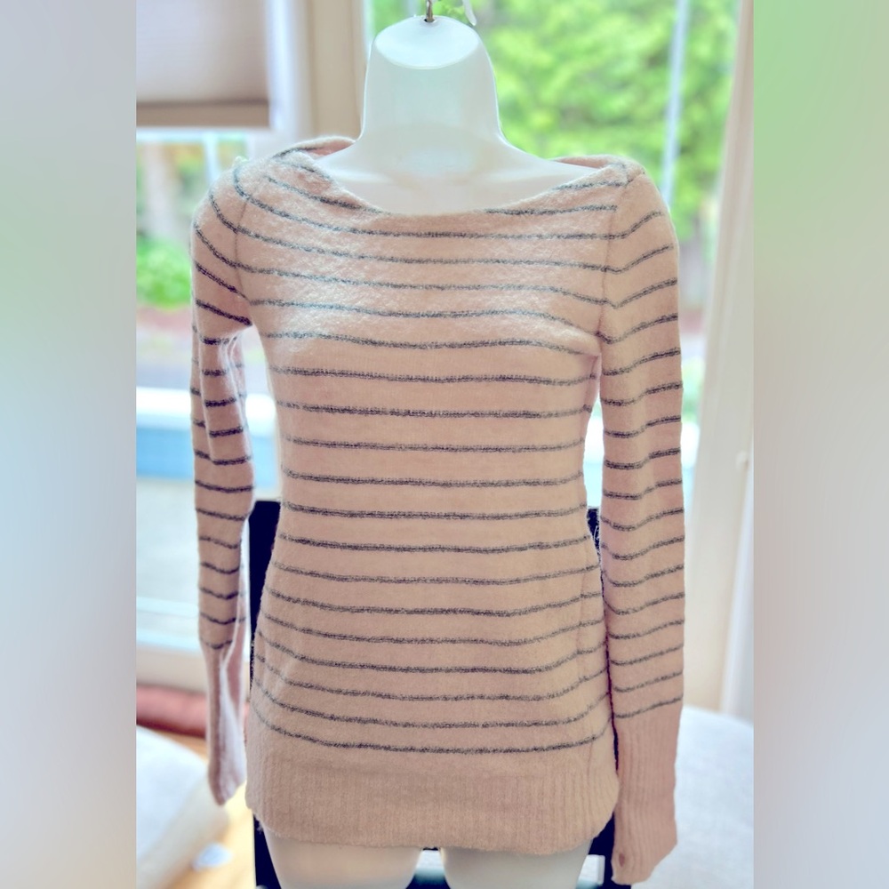 Free People Striped Pink and Gray Women's Sweater
